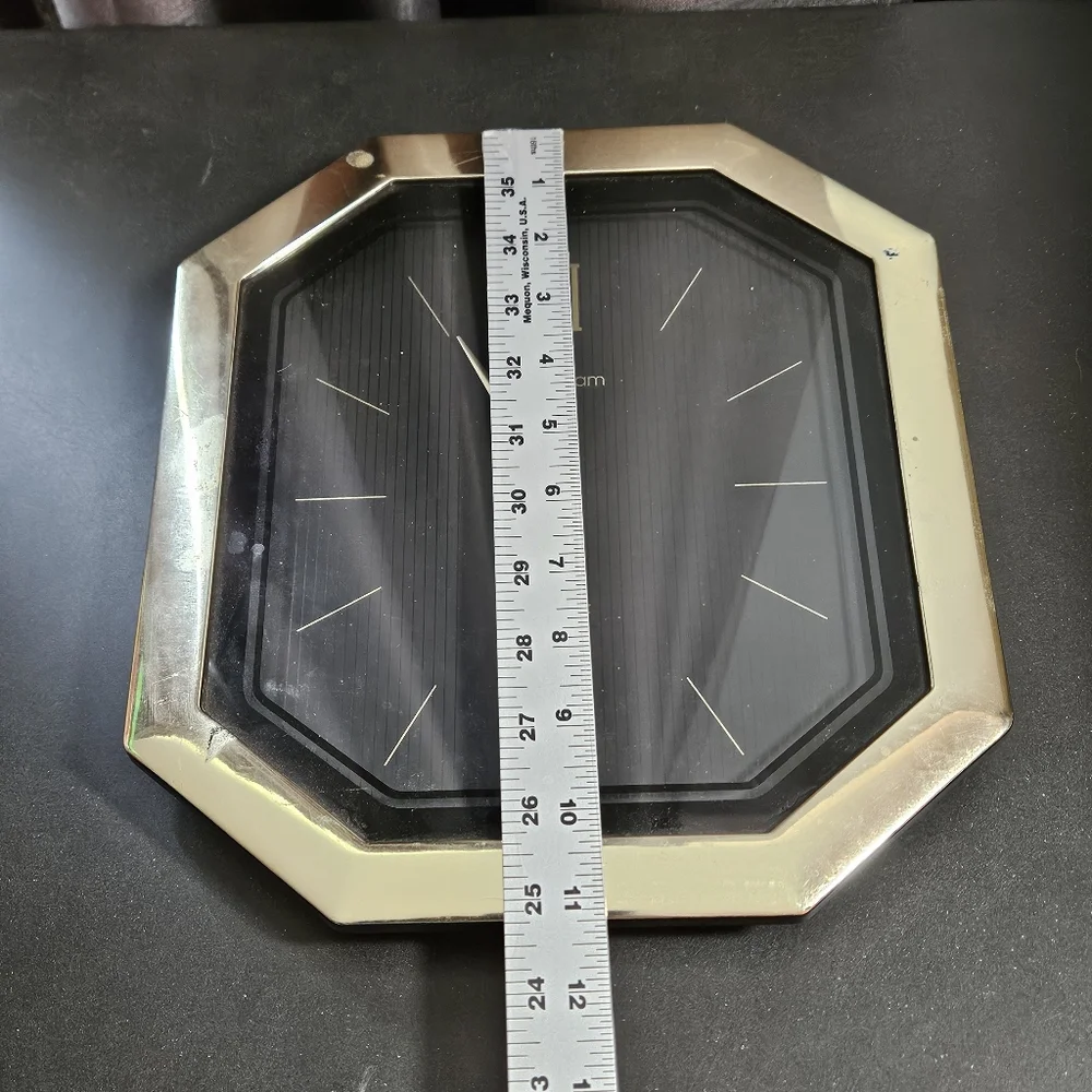 Vintage Ingraham Hanging Wall Clock Quartz Movement, Black and Gold 11